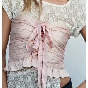 Free People Aurelia silky corset tube top ballet pink size S
